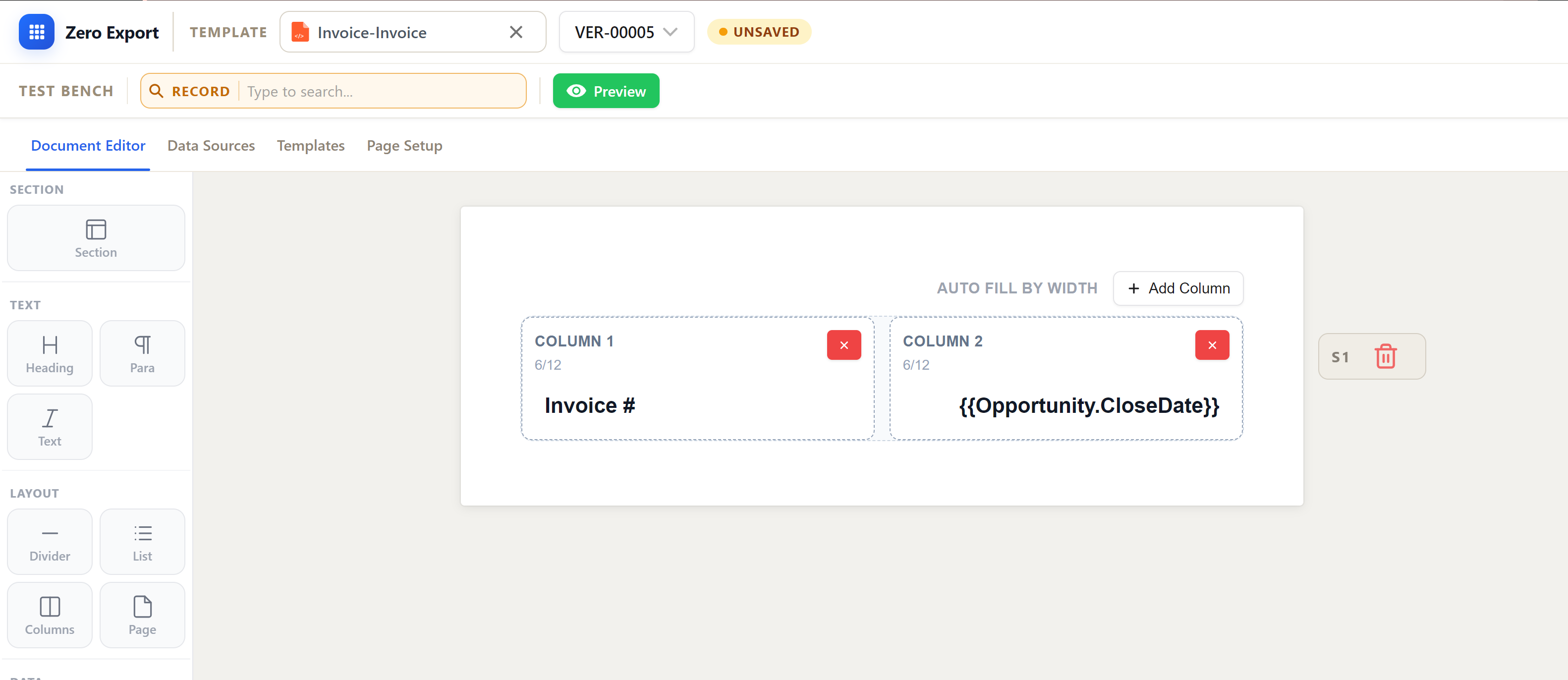Add invoice heading