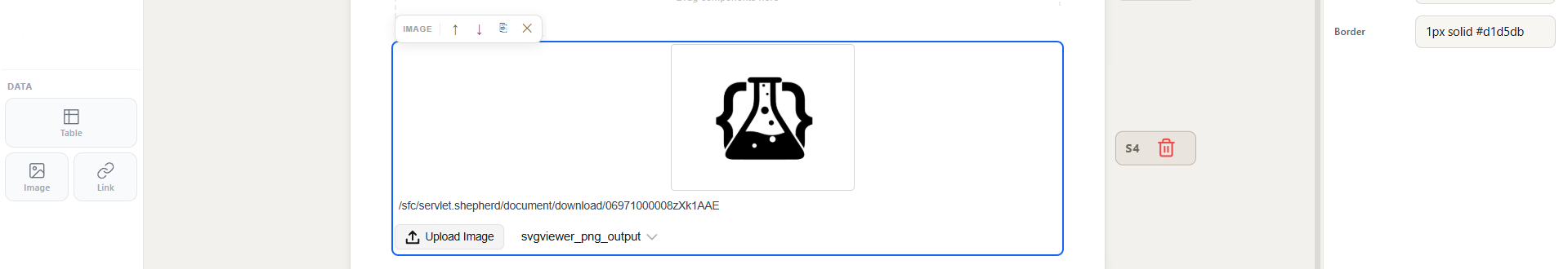 Image element on the canvas showing an uploaded company logo